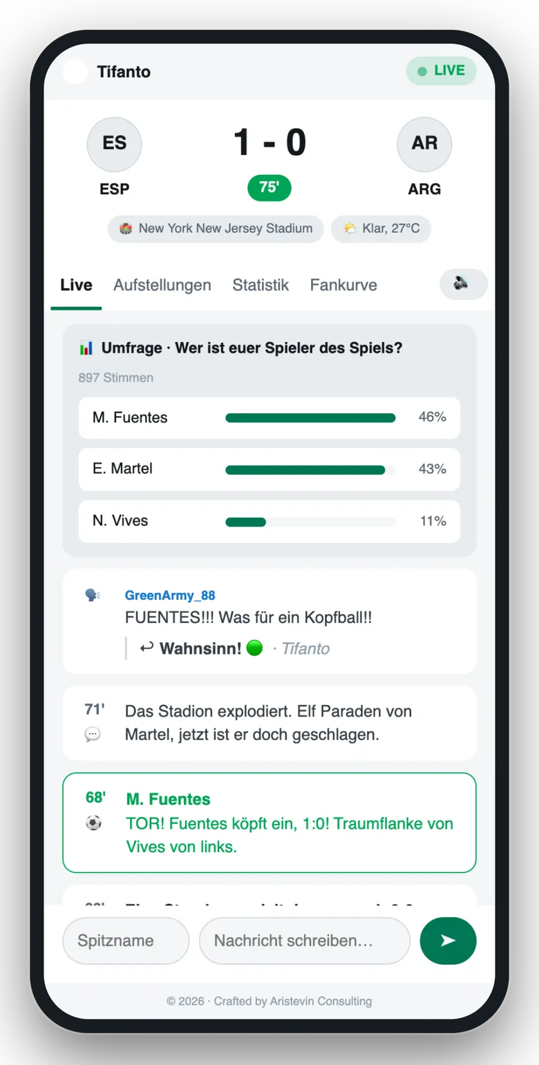Live-Spielansicht auf dem Smartphone