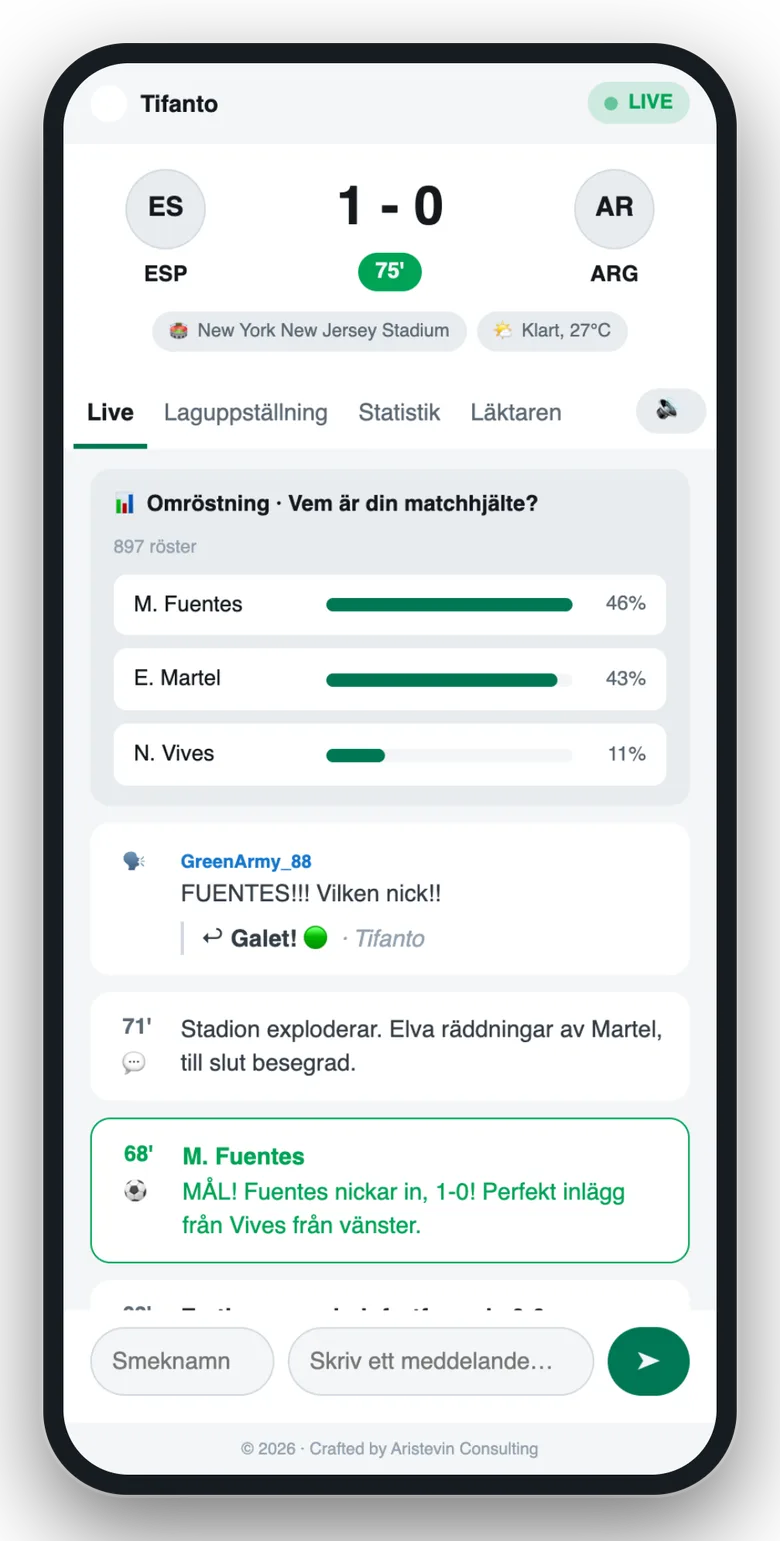 Livematch i mobilen